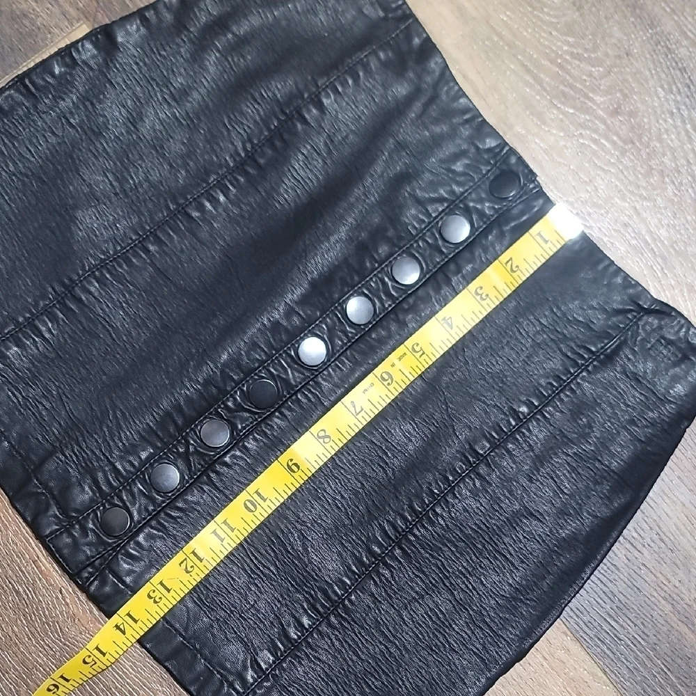 Free People Black Button-Front Vegan Leather Mini Skirt